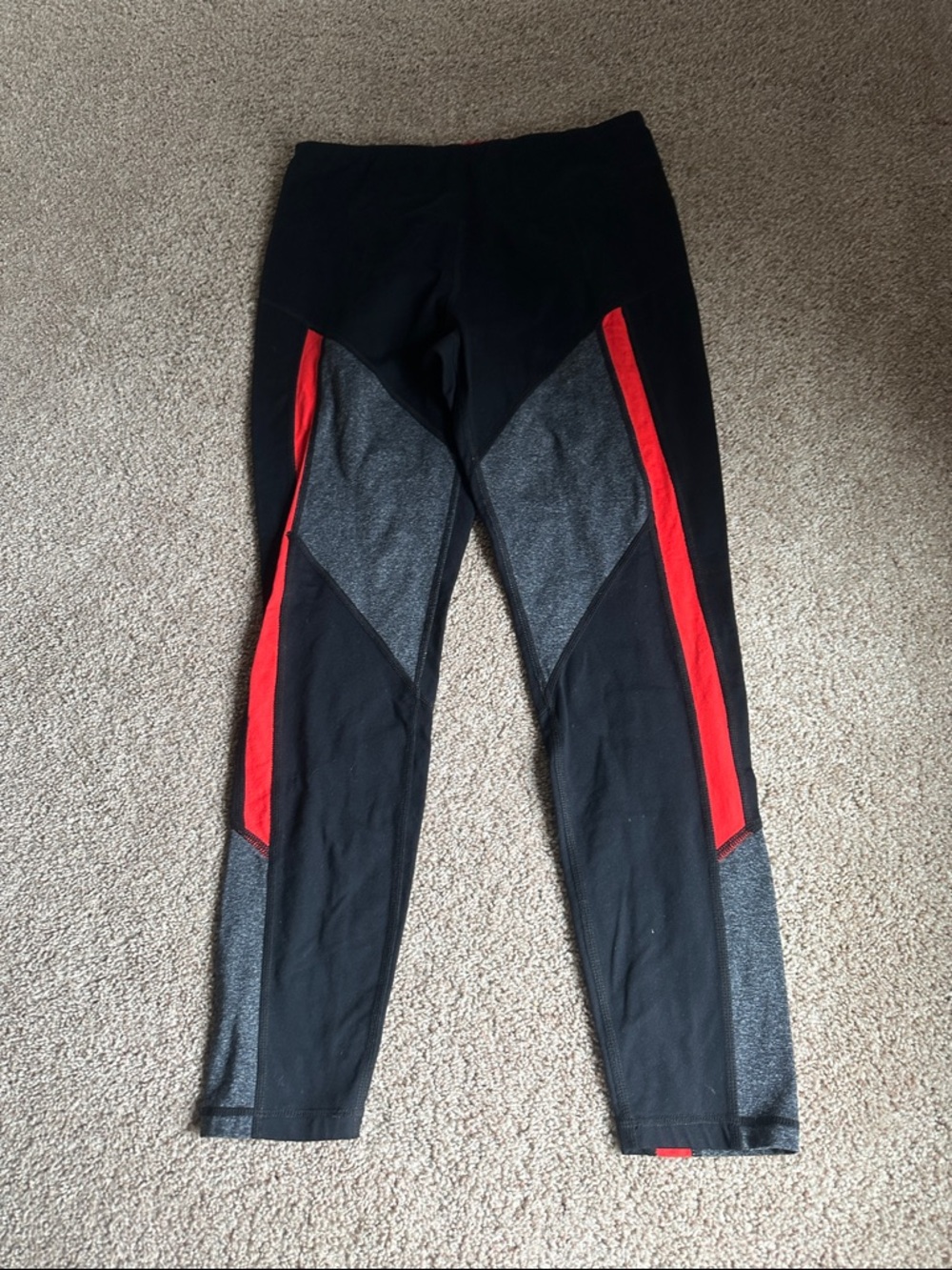 Betsey Johnson Black Gray and Red Colorblock Leggings